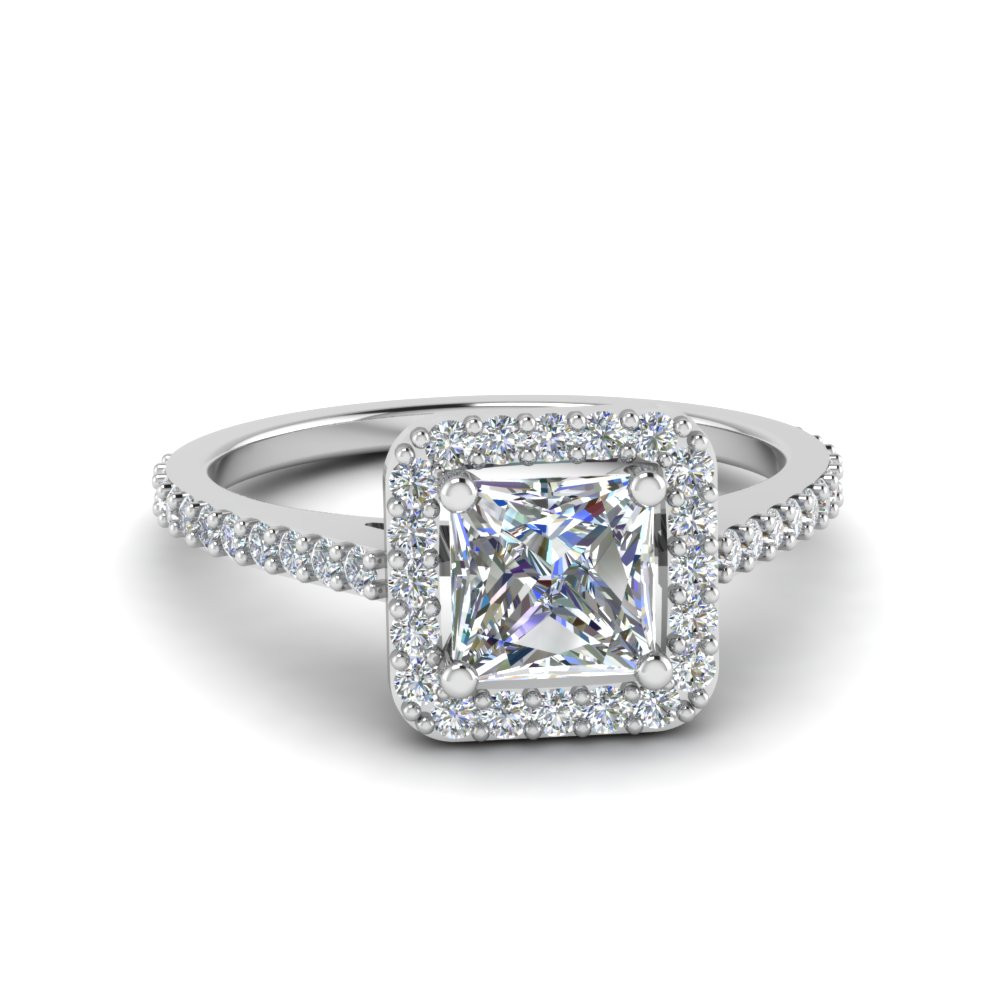 Square Princess Cut Engagement Rings
 Princess Cut Square Halo Diamond Delicate Engagement Ring