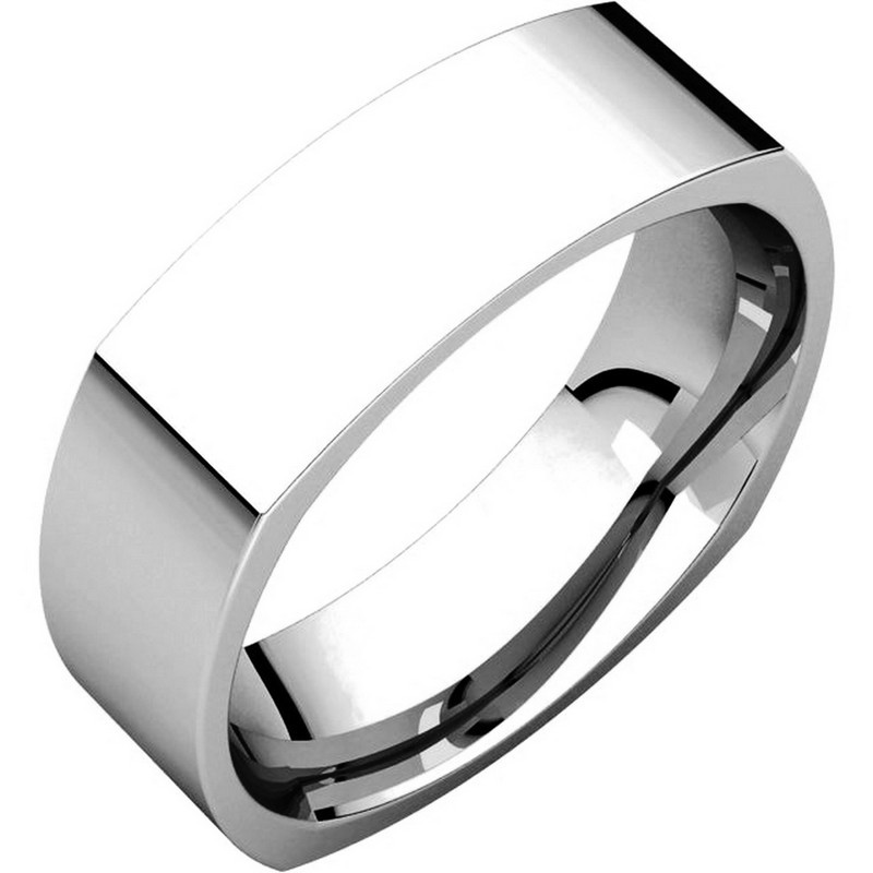 Square Wedding Bands
 C W 14K White Gold 6mm Wide Square Mens Wedding Band