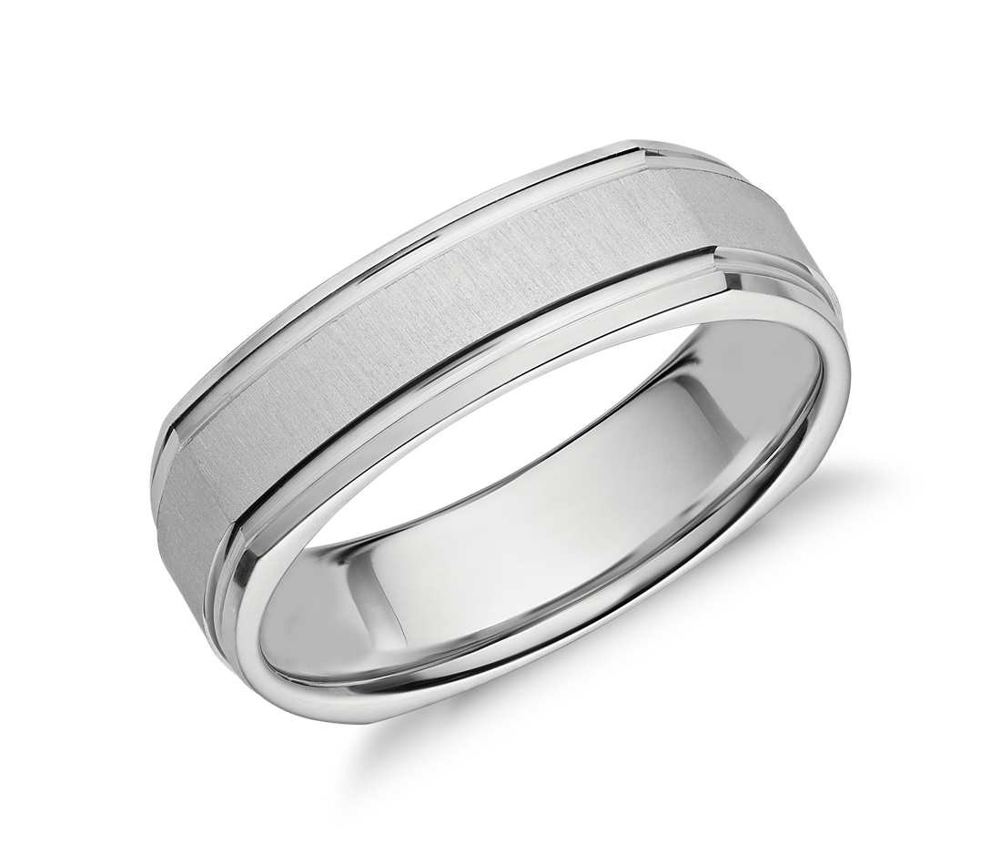 Square Wedding Bands
 Square Brushed Inlay Wedding Ring in Platinum 6mm