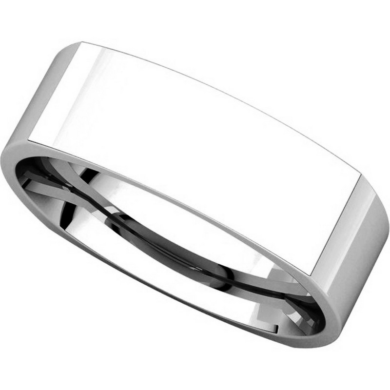 Square Wedding Bands
 C WE 18K White 6mm Square Mens Wedding Band