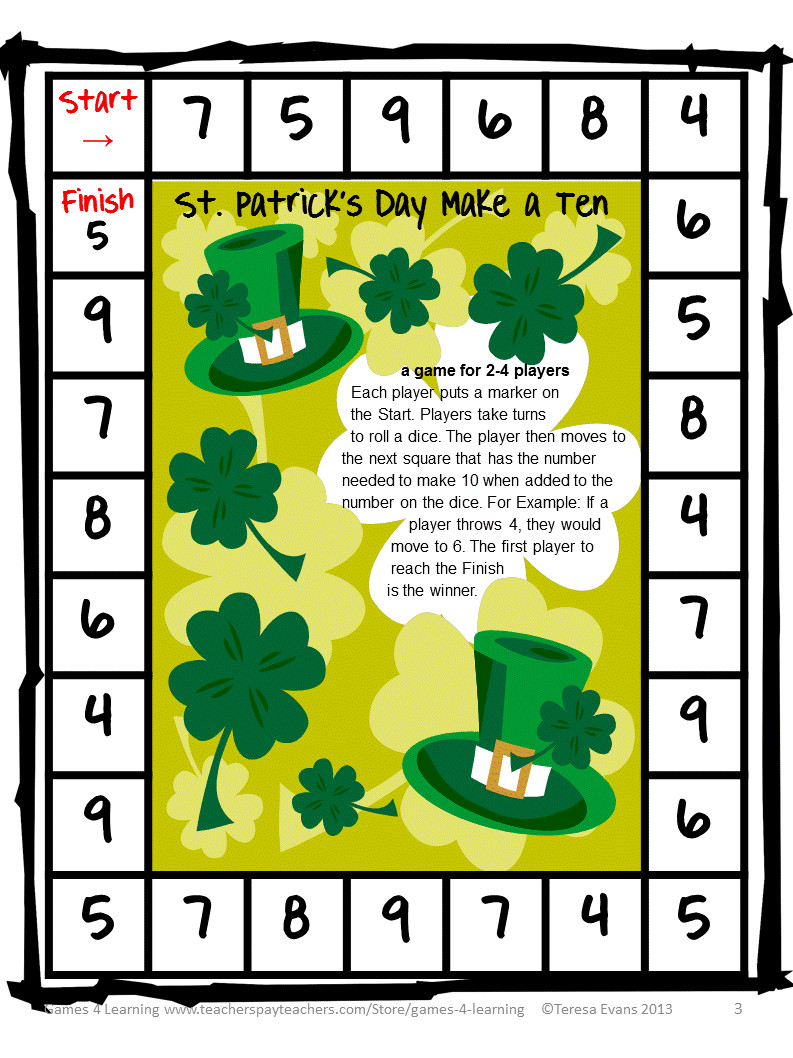 St Patrick Day Games And Activities
 Fun Games 4 Learning St Patrick s Day Math Freebies