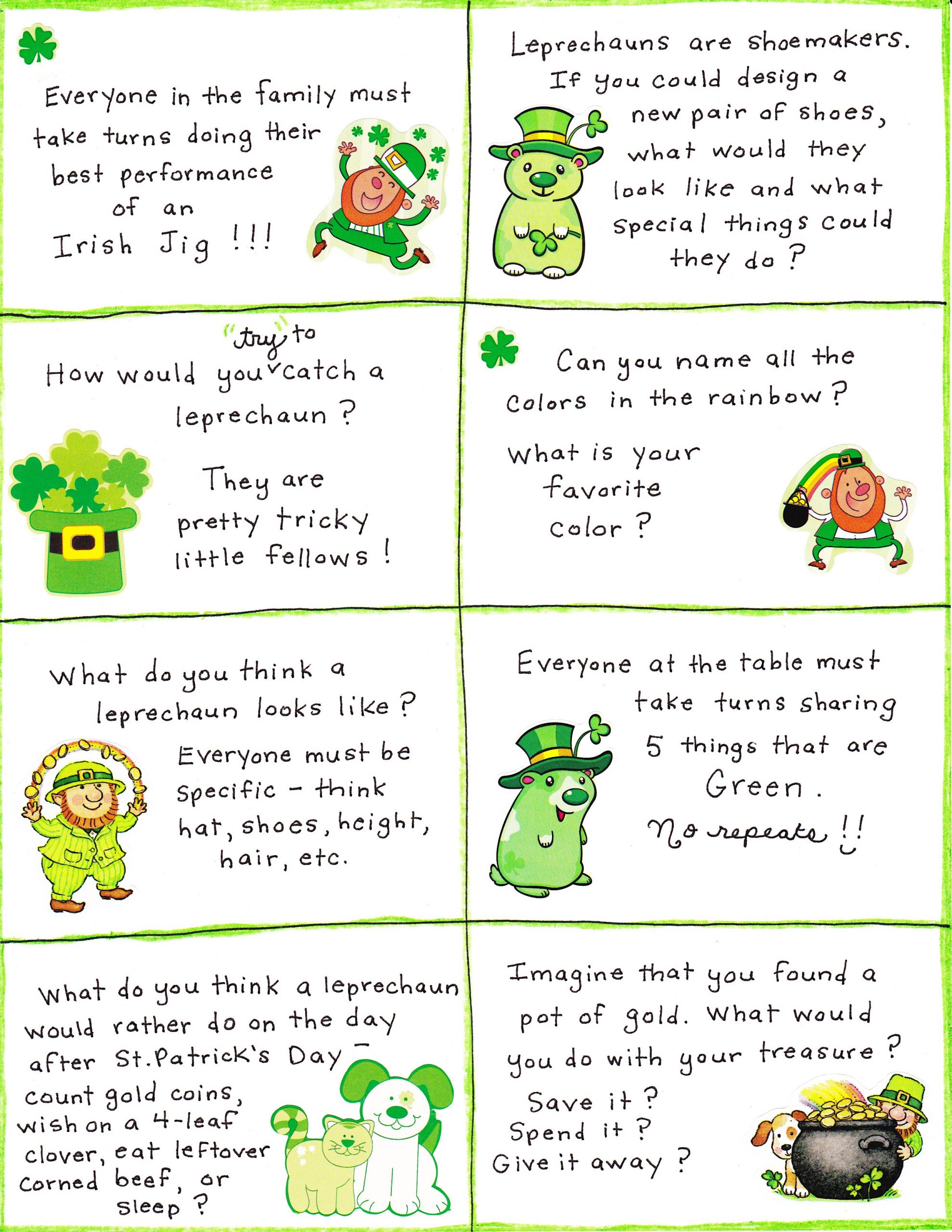 St Patrick Day Games And Activities
 St Patrick s Day Conversation Cards FREE Printable