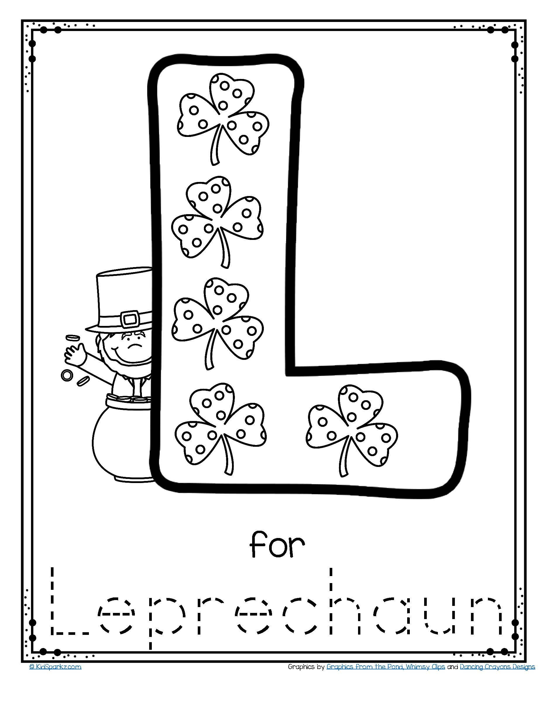 St Patrick's Day Activities For Pre K
 FREE L for leprechaun alphabet trace and color printable
