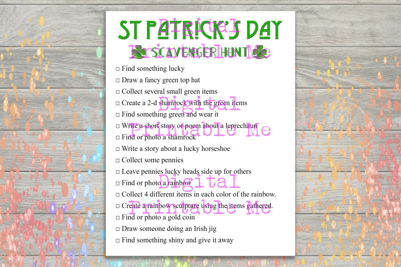 St Patrick's Day Crafts For Elementary Students
 St Patrick s Day Scavenger Hunt Printable Kids Craft St