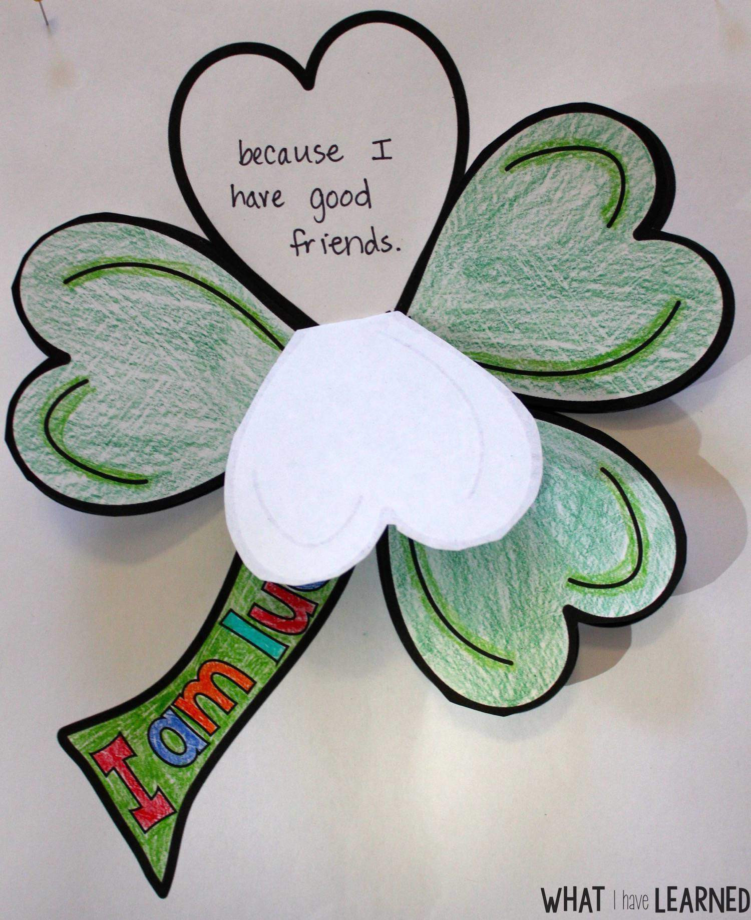 St Patrick's Day Crafts For Elementary Students
 St Patrick s Day Clover "I am lucky" Craftivity • What I