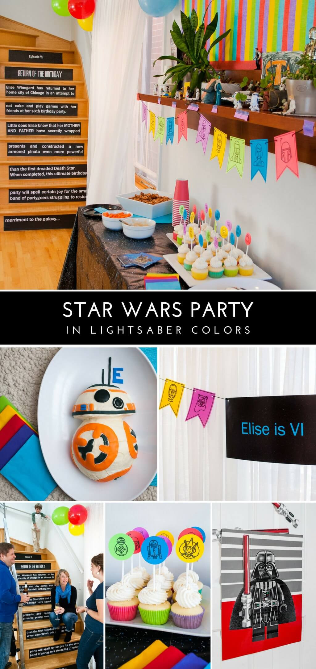 Star Birthday Decorations
 Star Wars Birthday Party in Lightsaber Colors