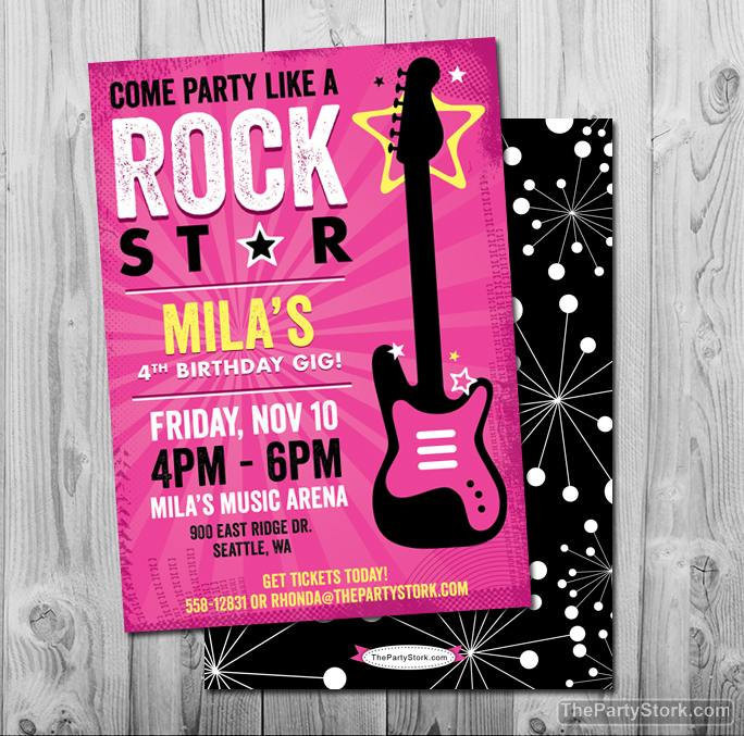 Star Birthday Decorations
 Rock Star Birthday Party Invitation Printable Girls Party