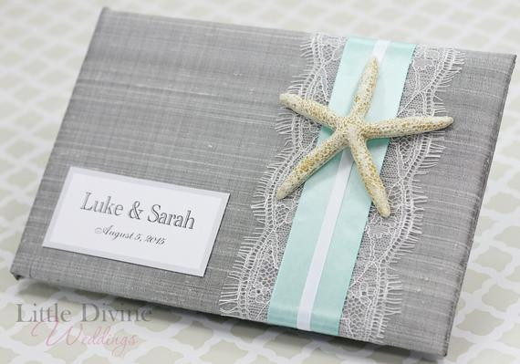 Starfish Wedding Guest Book
 Wedding Guest Book Beach Theme Starfish Custom Made Silver