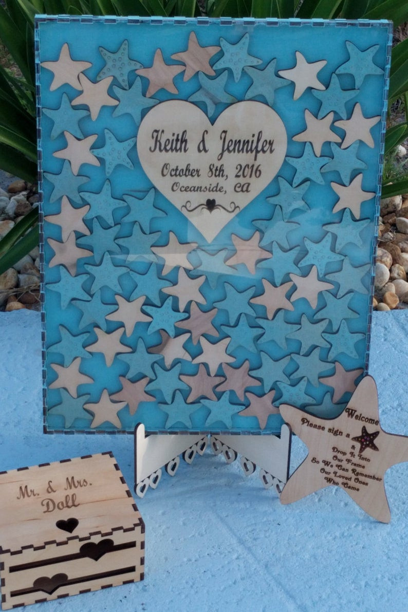 Starfish Wedding Guest Book
 Wedding Guest Book with 100 starfish drop ins to sign SALE