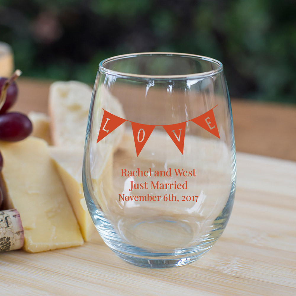 Stemless Wine Glasses Wedding Favors
 Wedding Favor 9 oz Stemless Wine Glasses Love by AllFavorShop