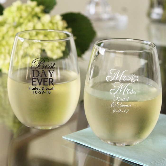 Stemless Wine Glasses Wedding Favors
 Personalized Wedding Wine Glasses Unique Customized