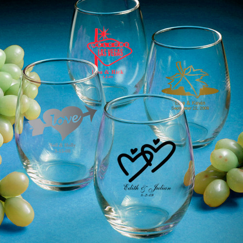 Stemless Wine Glasses Wedding Favors
 100 Personalized Stemless Wine Glasses Wedding Bridal