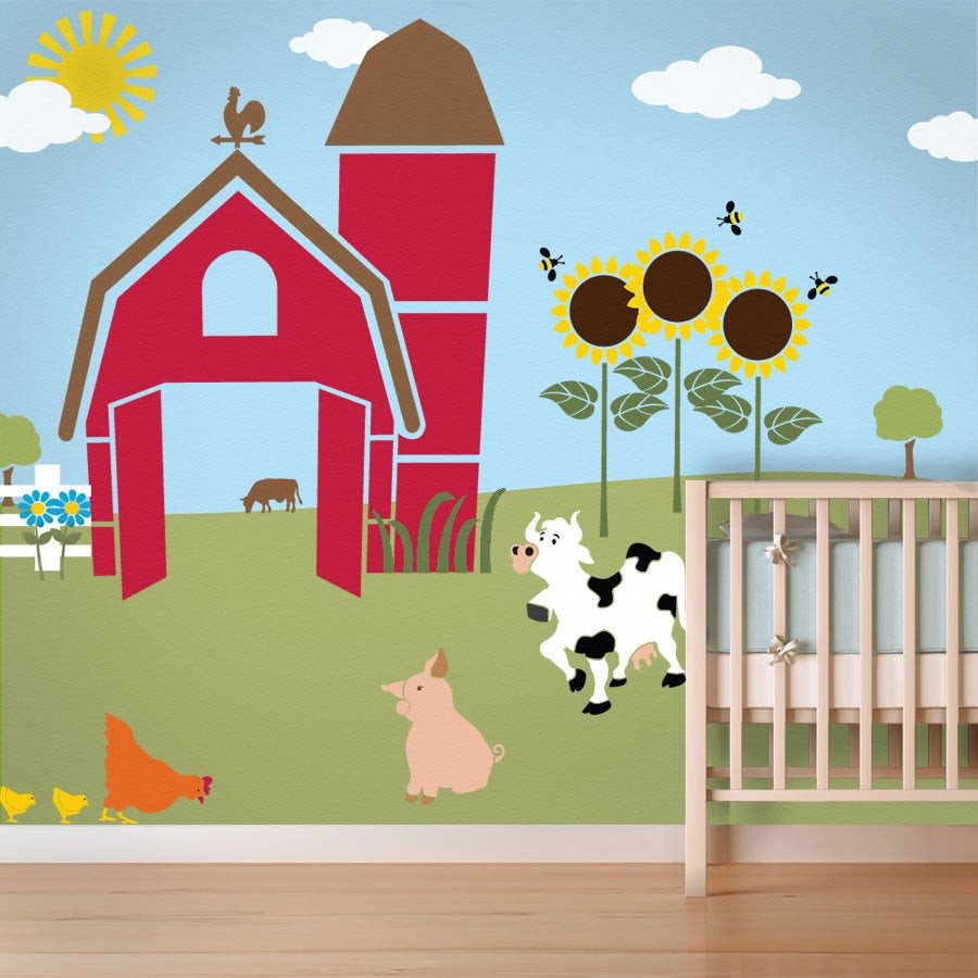Stencils For Kids Room
 Farm Wall Mural Stencil Kit for Kids Room or Baby Nursery