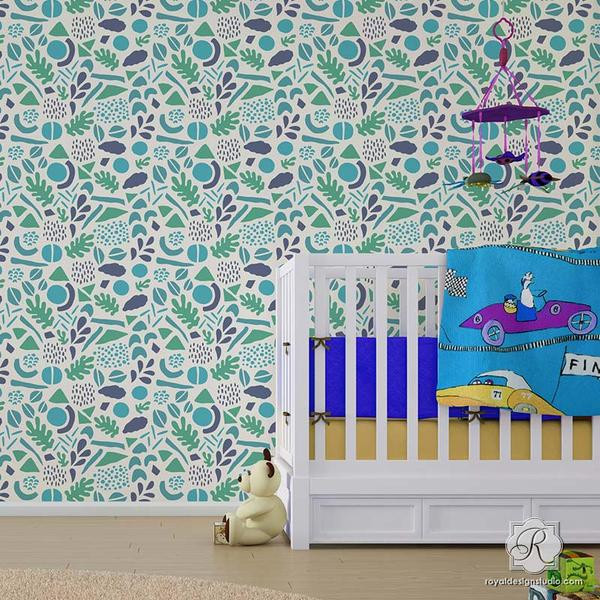 Stencils For Kids Room
 Modern Geometric Shapes Wall Stencils for DIY Nursery Kids