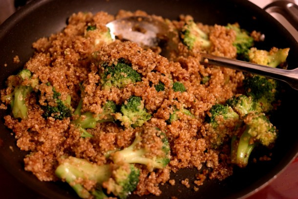 Stir Fry Chicken Thighs
 Asian Glazed Chicken Thighs served with Broccoli Quinoa