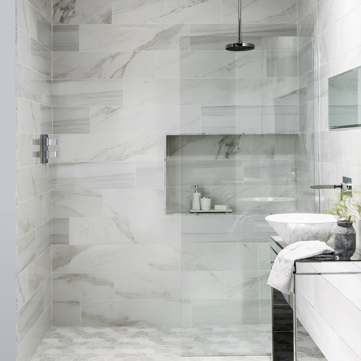 Stone Bathroom Tile
 These faux marble tiles have got everyone talking