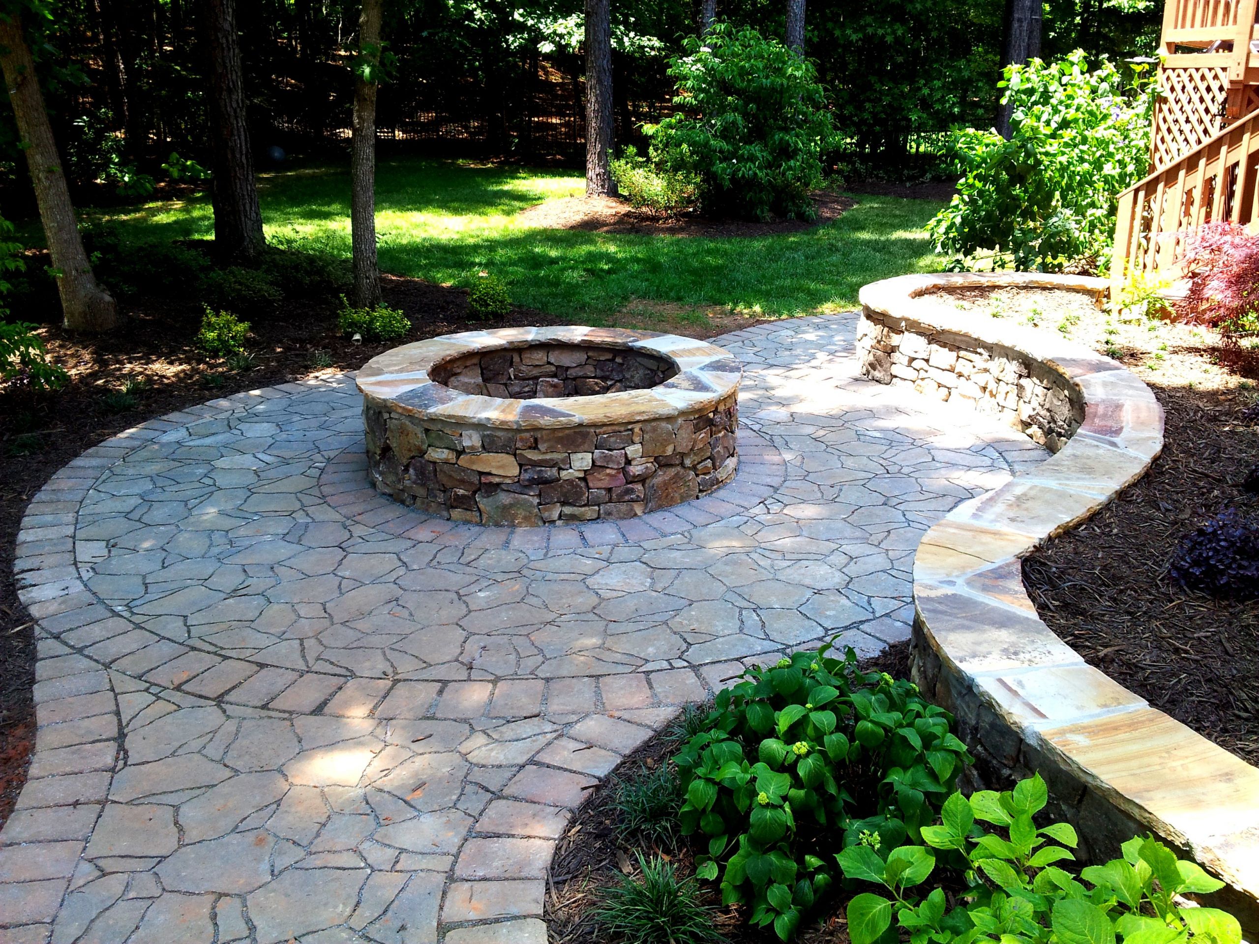 Stone Patio With Fire Pit
 Charlotte Pavers & Stone