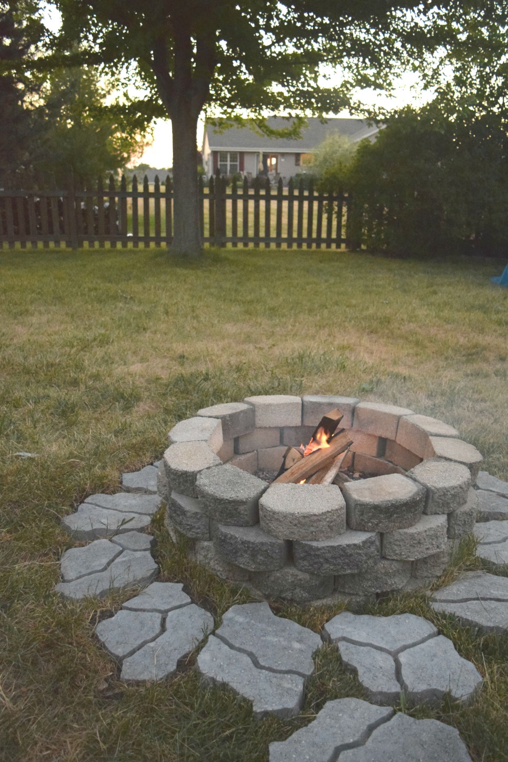 Stone Patio With Fire Pit
 DIY fire pit for the backyard • Our House Now a Home