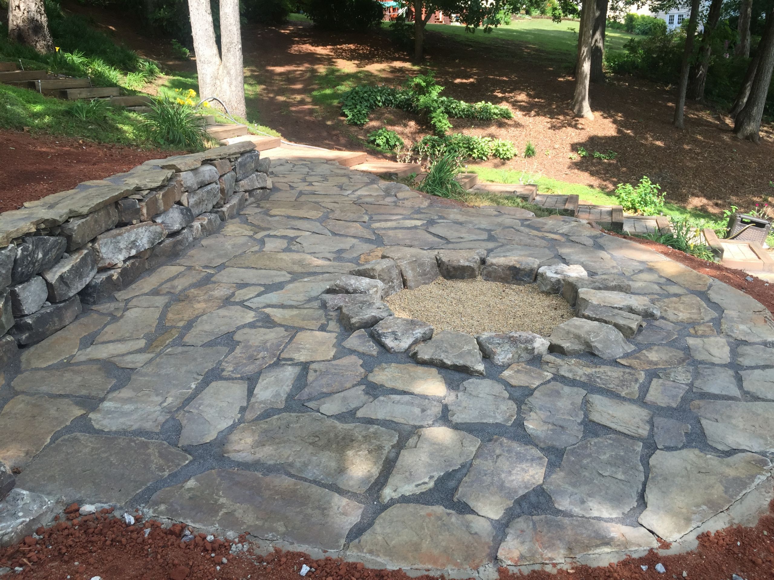 Stone Patio With Fire Pit
 Flagstone Patio & Fire Pit Installed for Seneca Customer