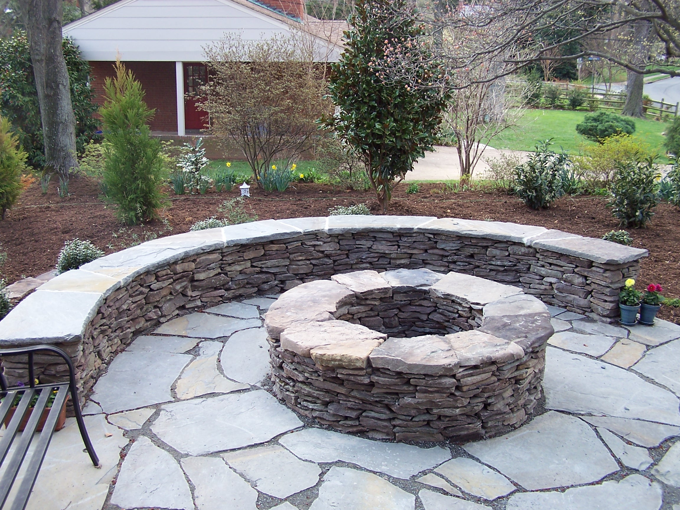 Stone Patio With Fire Pit
 The Back Yard Fire Pit
