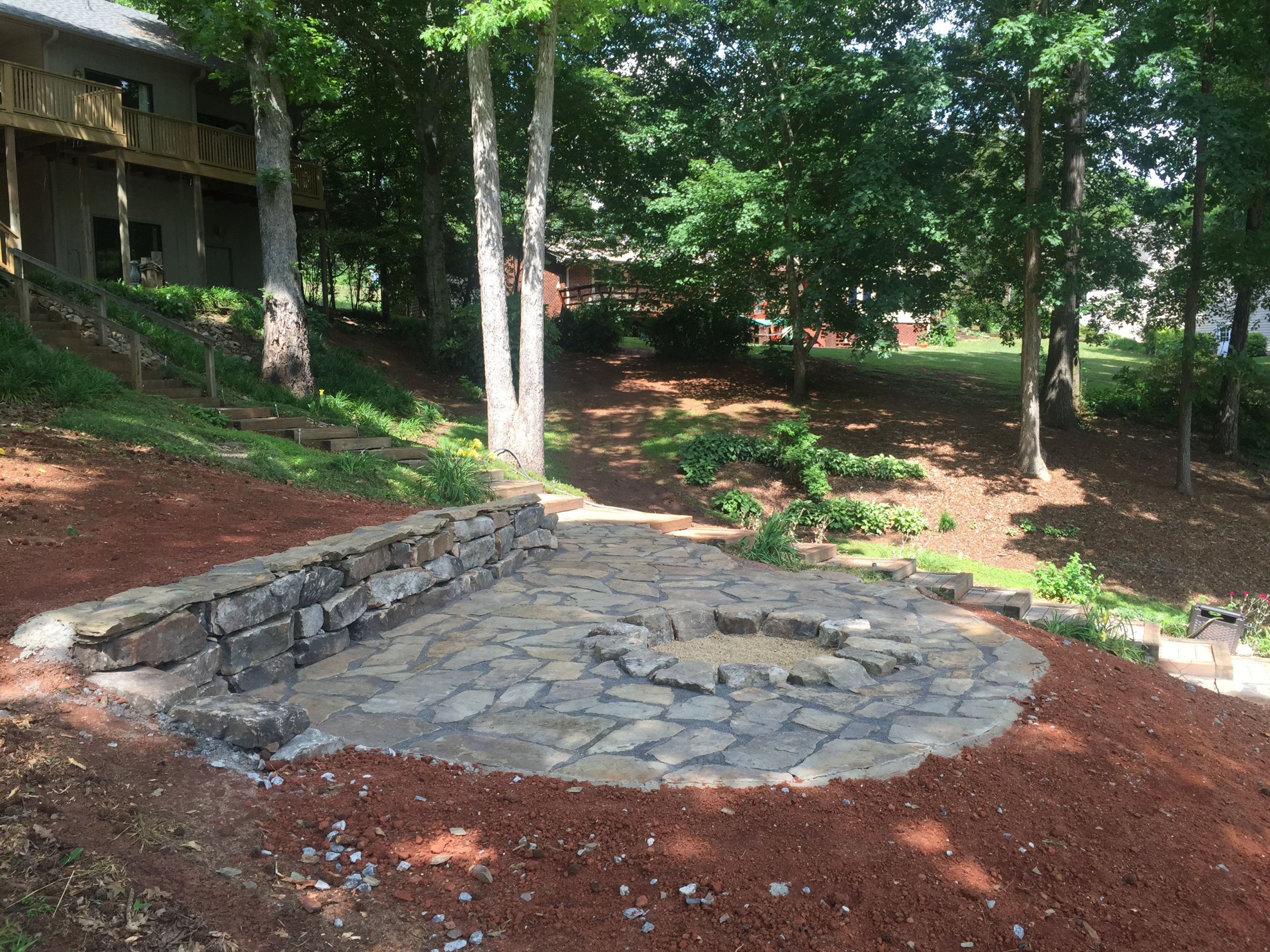 Stone Patio With Fire Pit
 Flagstone Patio & Fire Pit Installed for Seneca Customer