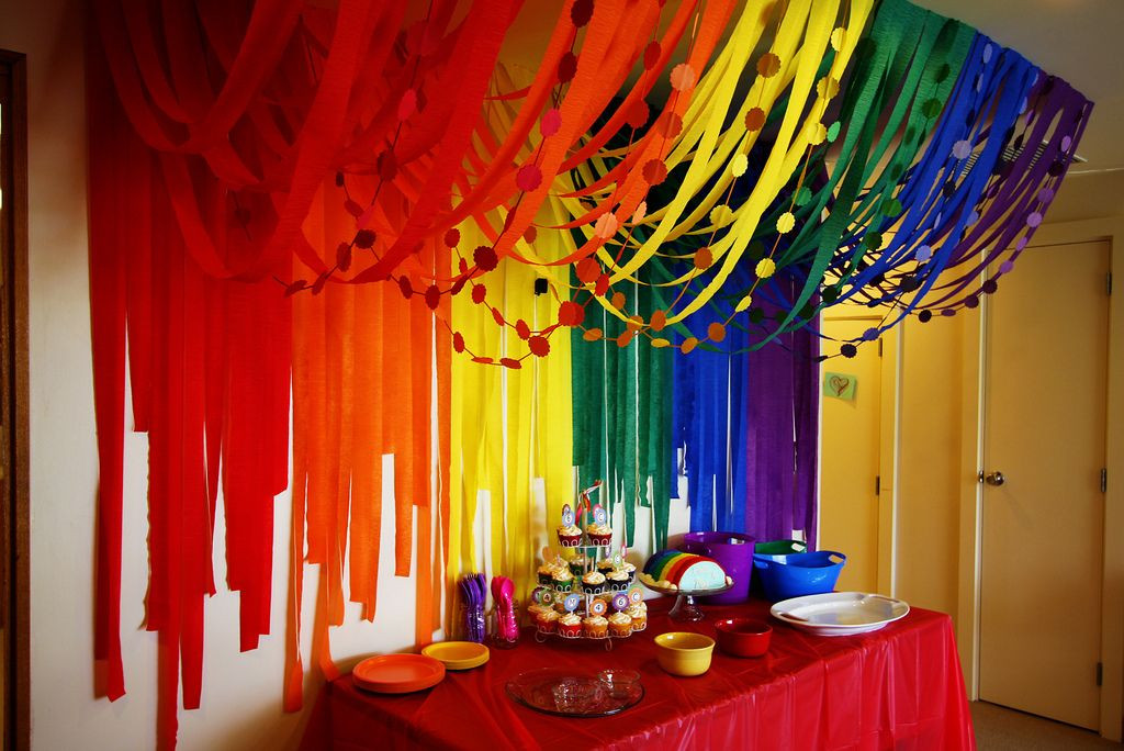 Streamer Decoration Ideas For Birthday Party
 Rainbow Streamers