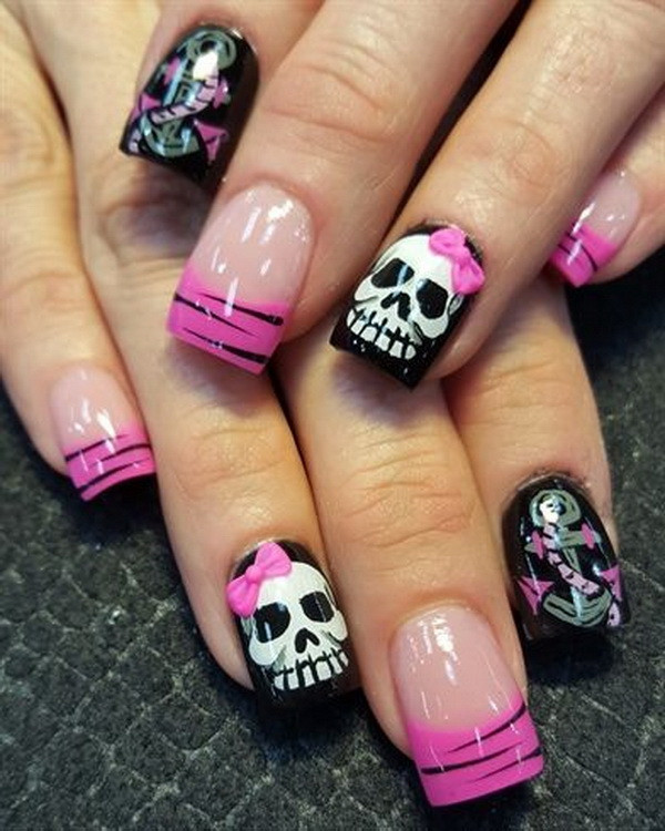 Sugar Skull Nail Designs
 Top 100 Halloween Nail Art designs which are artistic and