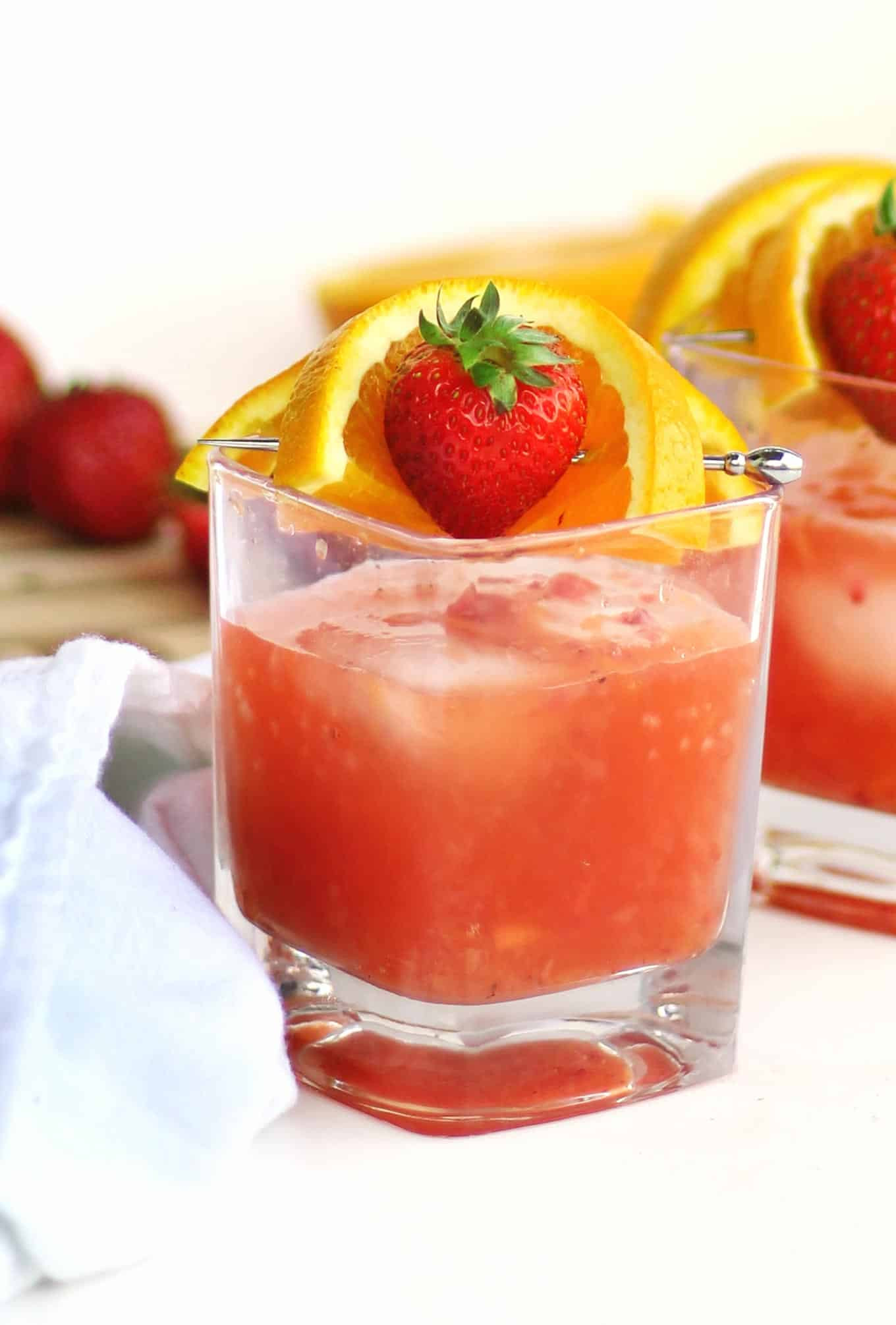 Summer Bourbon Drinks
 Summer bourbon cocktail with strawberry and orange