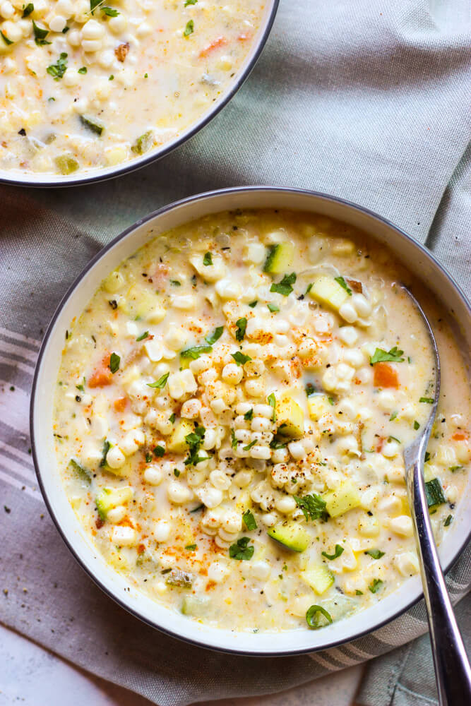 Summer Corn Chowder
 Summer Fresh Corn and Zucchini Chowder Little Broken