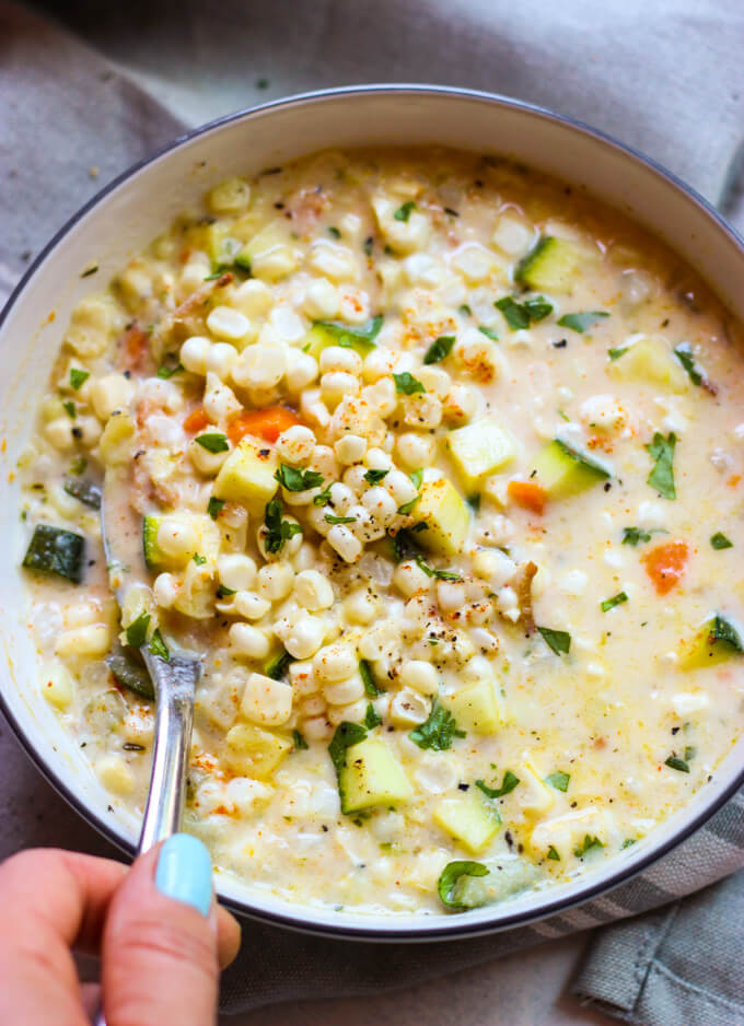 Summer Corn Chowder
 Summer Fresh Corn and Zucchini Chowder Little Broken