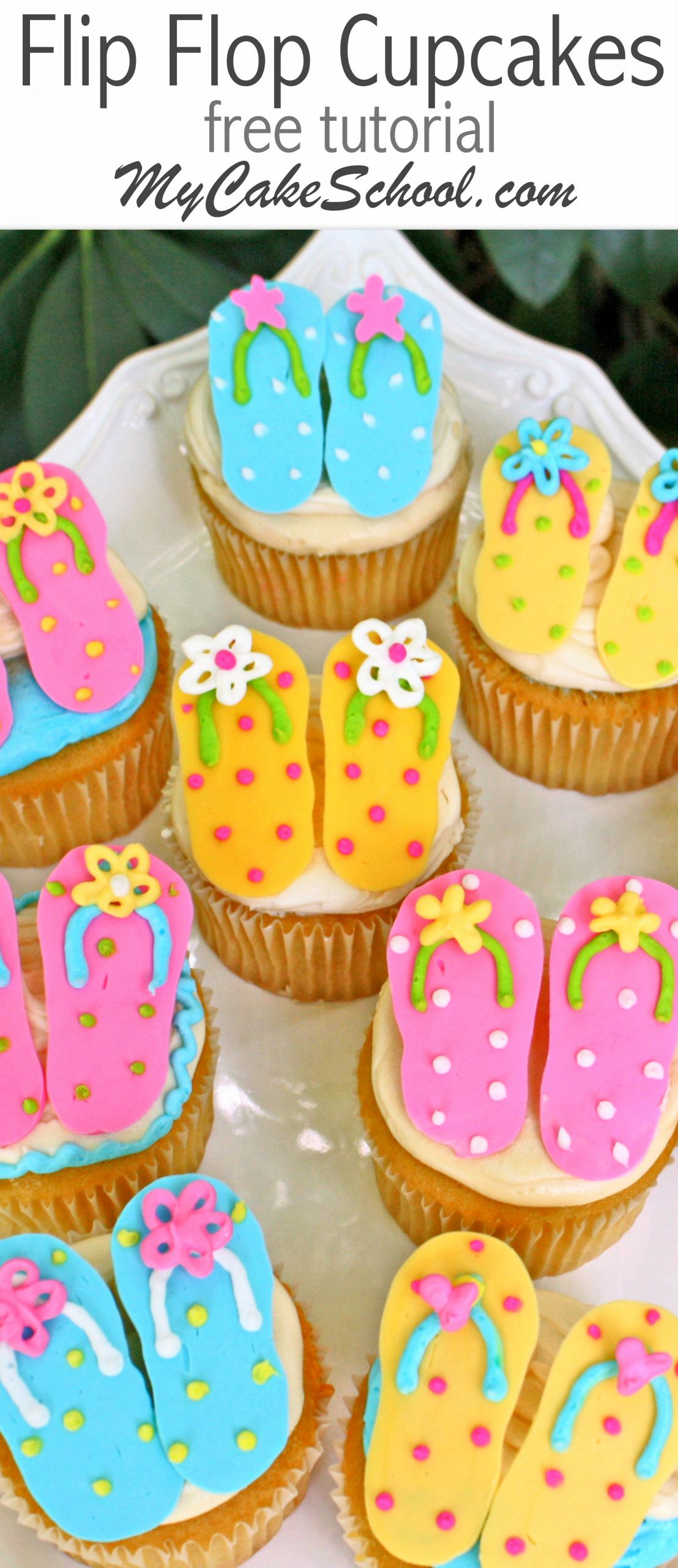 Summer Themed Cupcakes
 Flip Flop Cupcakes Free Tutorial