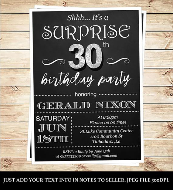 Surprise 30th Birthday Party Invitations
 Surprise 30th birthday invitations for him by