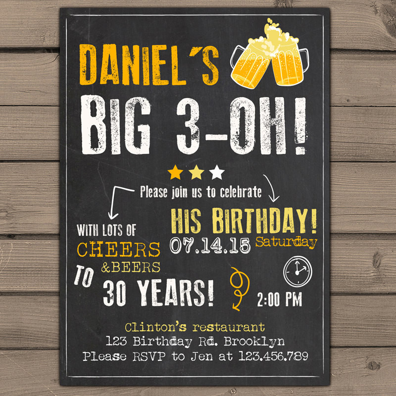 Surprise 30th Birthday Party Invitations
 30th Birthday Invitation Surprise Party Cheers and beers