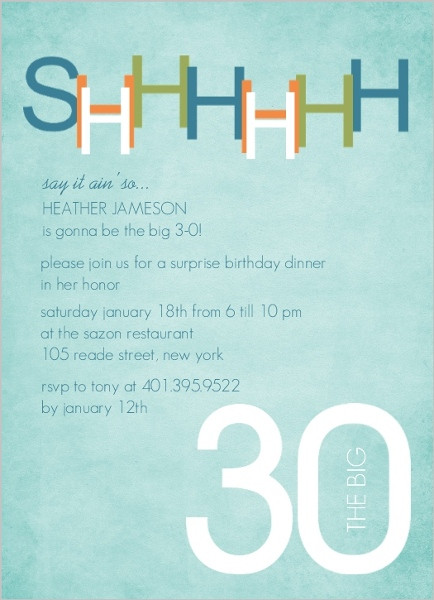 Surprise 30th Birthday Party Invitations
 Blue And Green Surprise 30Th Birthday Invitation