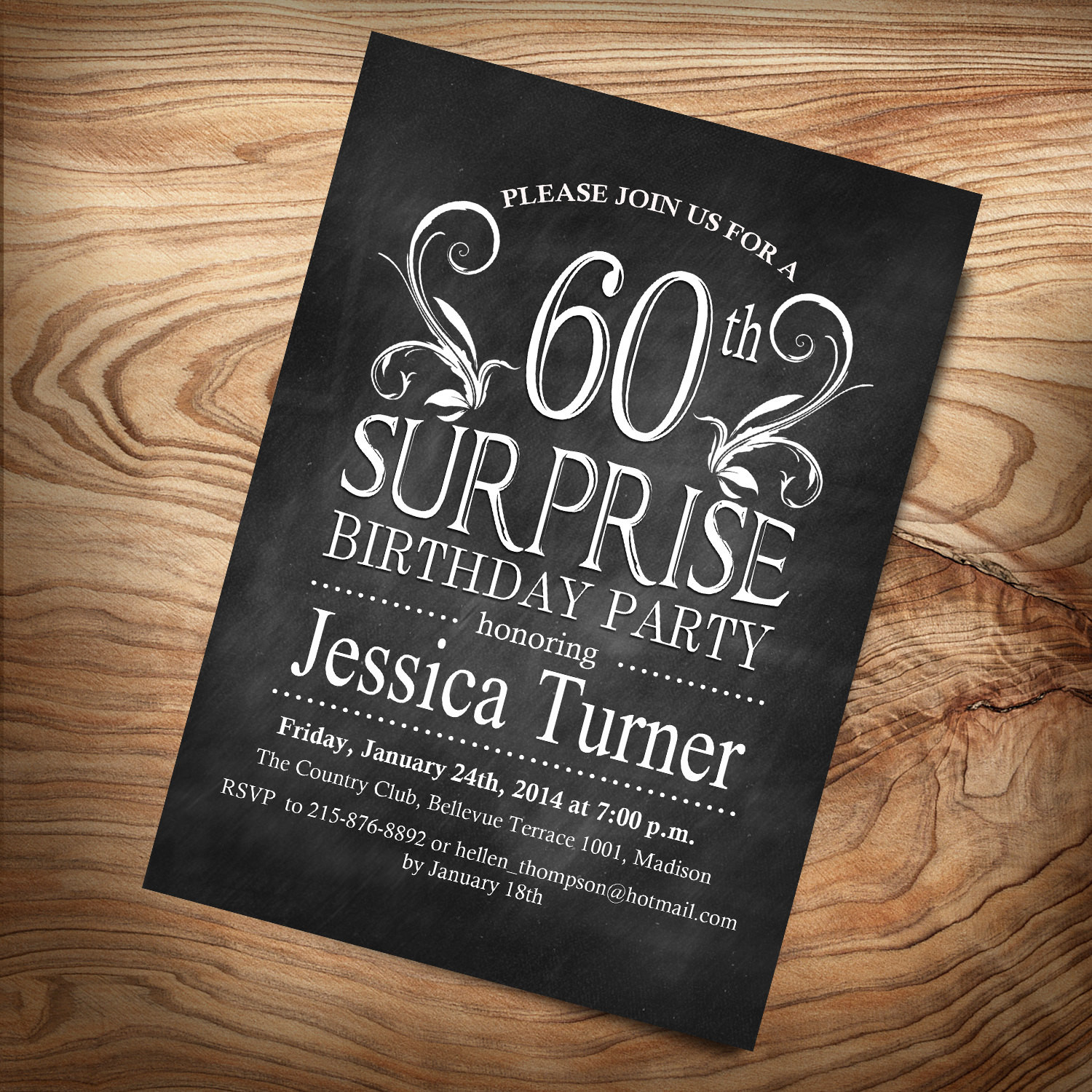 Surprise 60th Birthday Invitations
 Surprise 60th Birthday Invitation Any Age Digital