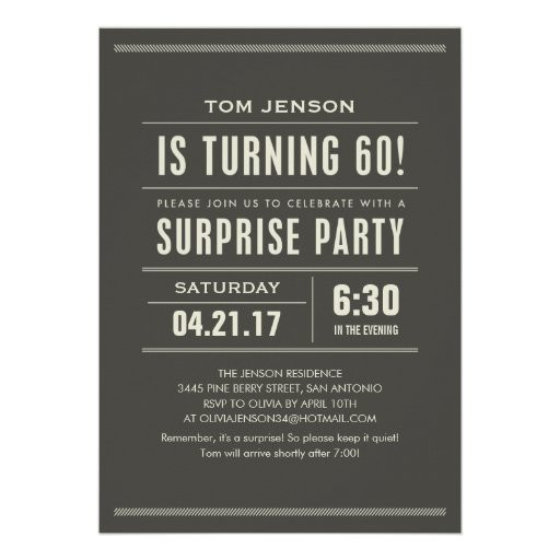 Surprise 60th Birthday Invitations
 Surprise 60th Birthday Invitations 13 Cm X 18 Cm