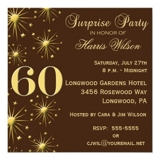 Surprise 60th Birthday Invitations
 Sparkling Surprise 60th Birthday Invitations 5 25" Square