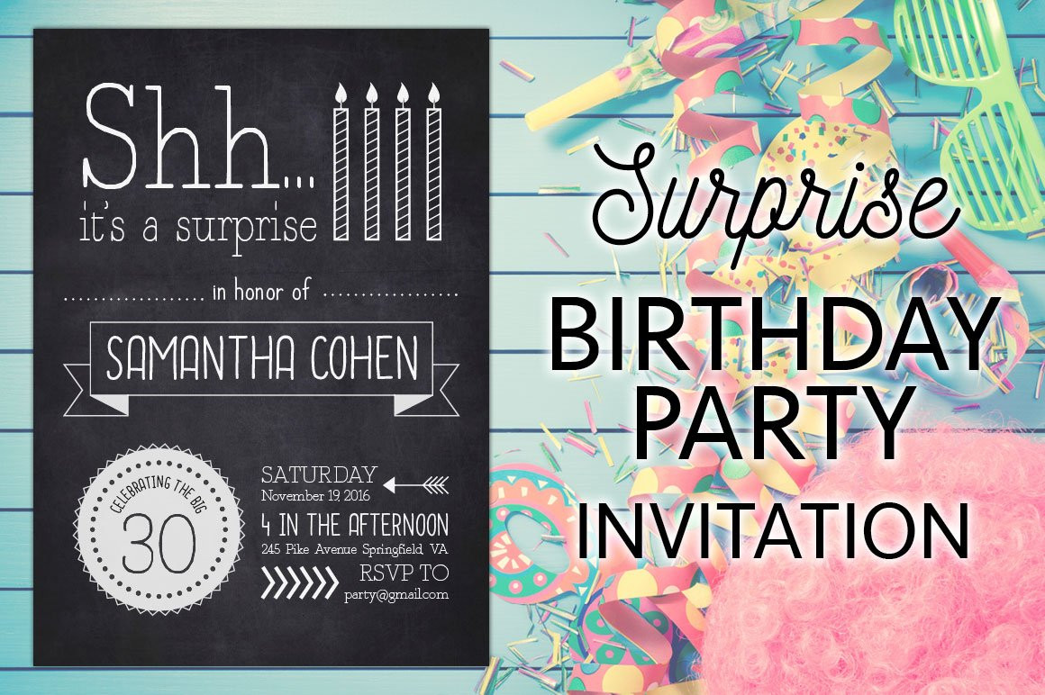 Surprise Birthday Invitation Templates
 A Surprise Birthday Party Invite Invitation Templates