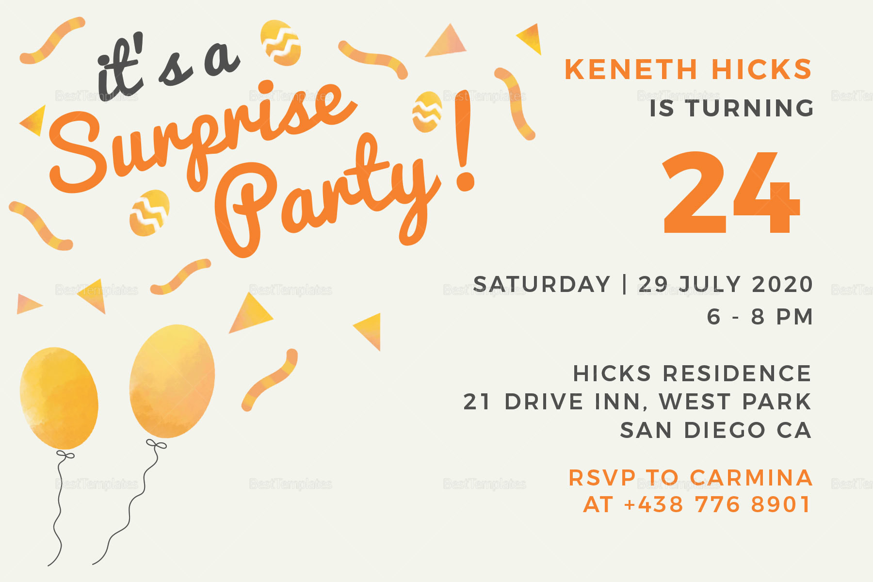 Surprise Birthday Invitation Templates
 Surprise Birthday Party Invitation Design Template in PSD