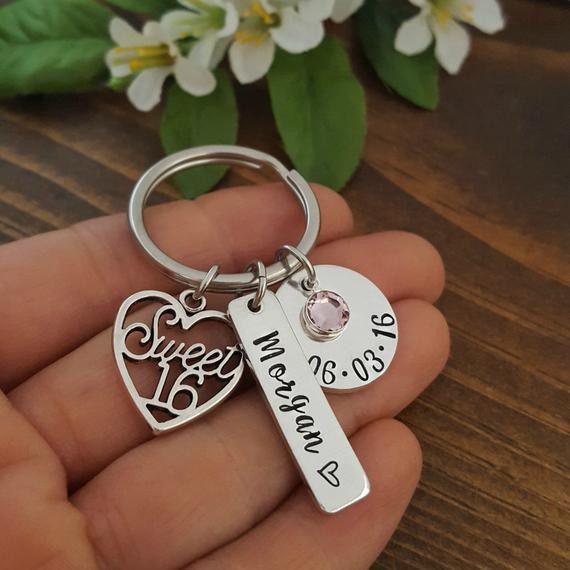 Sweet 16 Birthday Gift Ideas For A Girl
 Sweet 16 Keychain 16th Birthday Gift Personalized Sweet 16