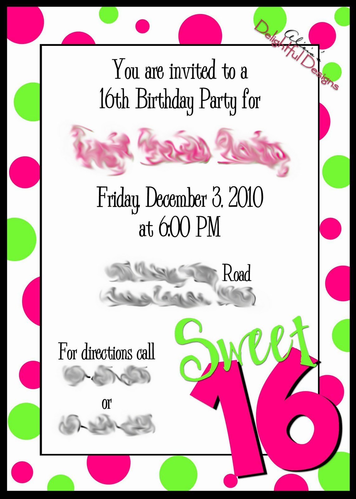 Sweet 16 Birthday Invitations Free Printable
 Alicia s Delightful Designs Sweet 16 Invitation