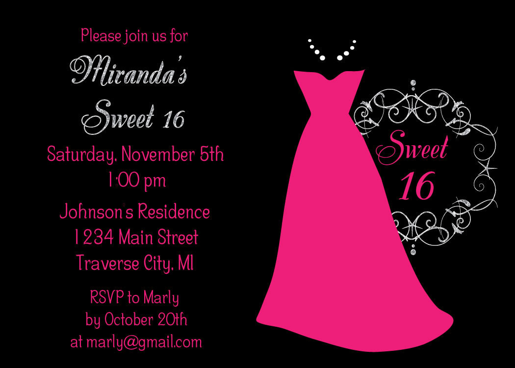 Sweet 16 Birthday Invitations Free Printable
 Dress Sweet 16 Birthday Invitation Sweet Sixteen