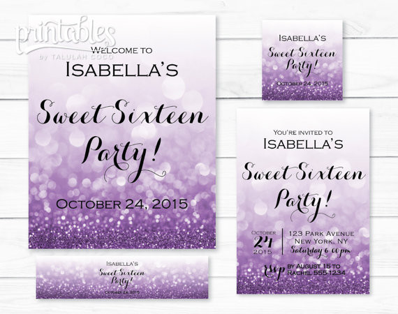 Sweet 16 Birthday Invitations Free Printable
 Sweet 16 Invitation Set Sweet Sixteen Party Favors Printable