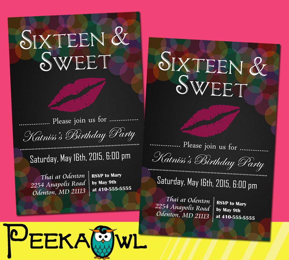 Sweet 16 Birthday Invitations Free Printable
 Printable Sweet 16 Invitation Birthday Invitation Sixteen and