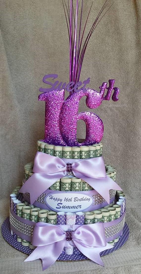 Sweet Sixteen Gift Ideas For Girls
 Items similar to MONEY CAKE Medium "Sweet 16th Birthday