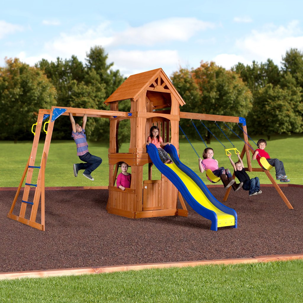 Swing Sets For Kids
 Parkway Wooden Swing Set Playsets