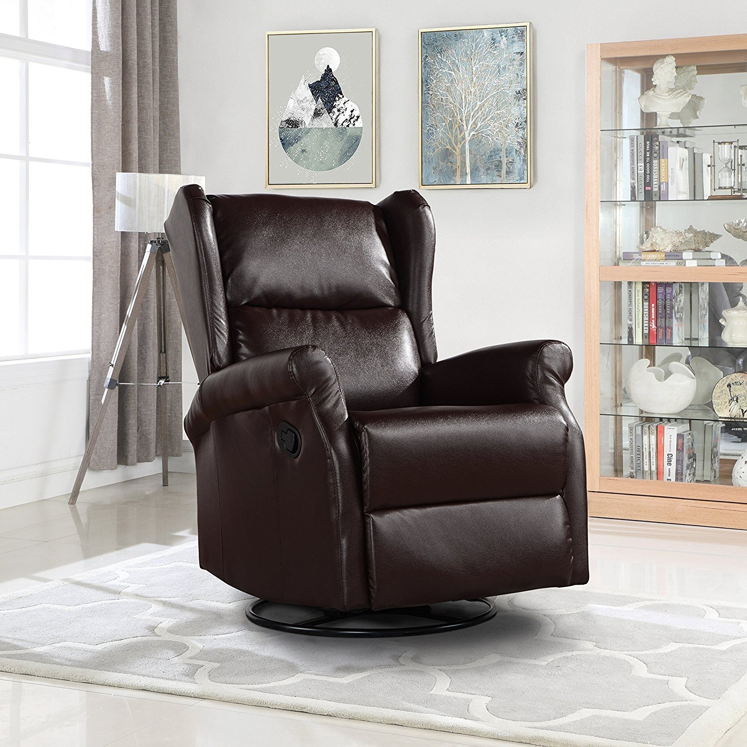 Swivel Living Room Chair
 Reclining Swivel Accent Chair for Living Room Faux
