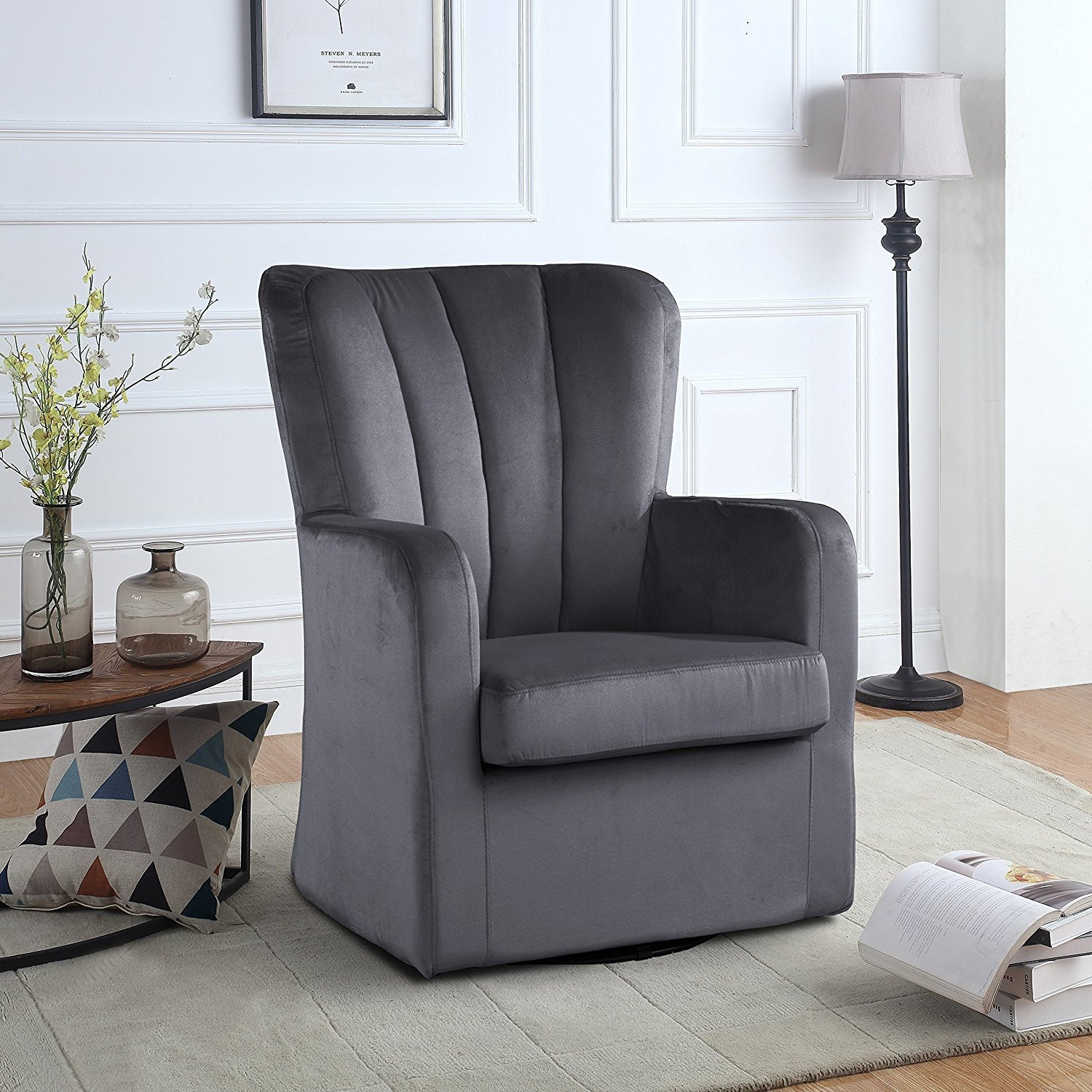 Swivel Living Room Chair
 Modern Velvet Swivel Armchair Rotating Accent Chair for