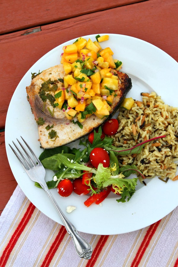 Swordfish Side Dishes
 Grilled Swordfish with Pineapple Peach Salsa Recipe Girl