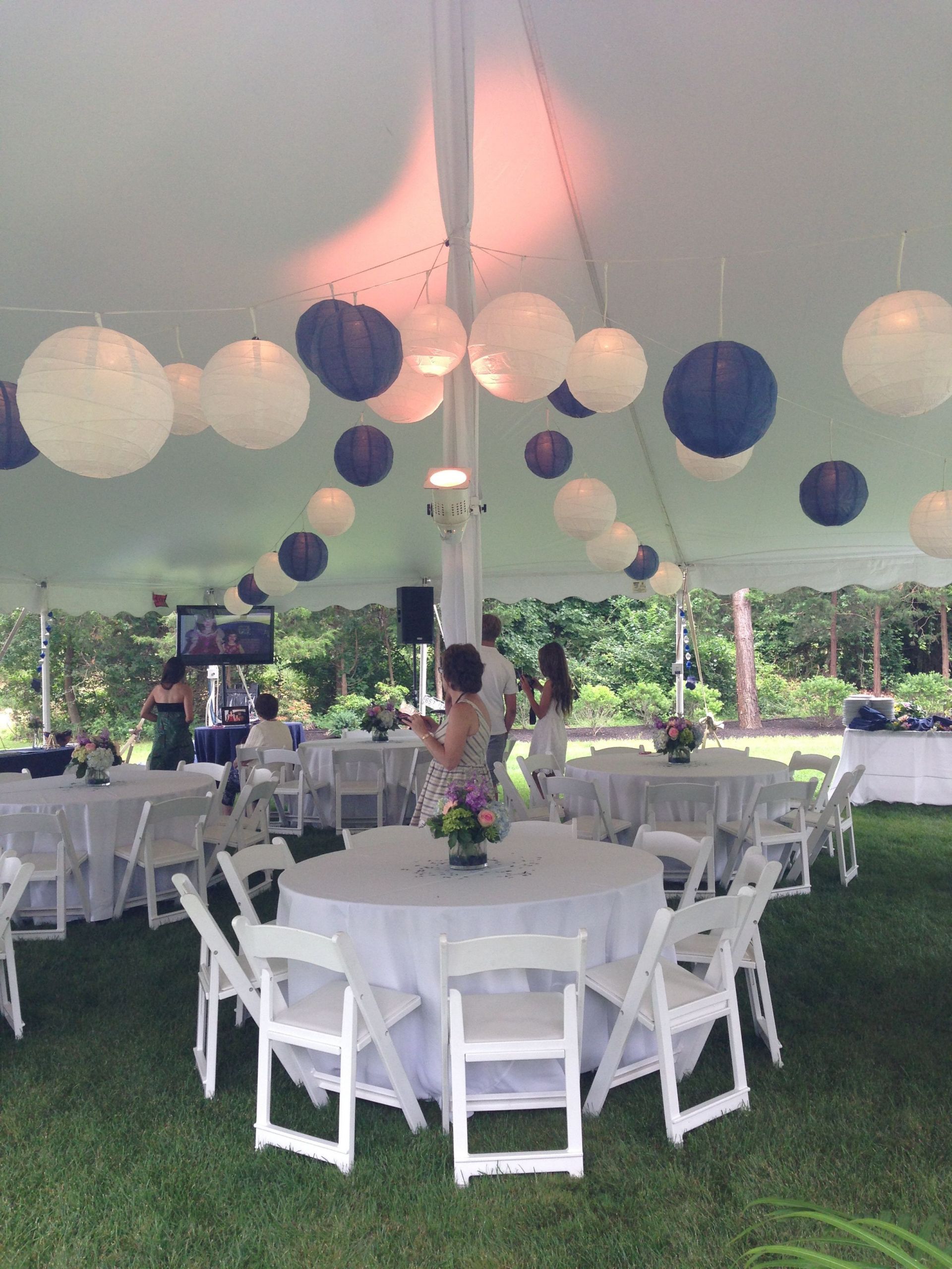 Table Decoration Ideas For High School Graduation Party
 Tented blue and white graduation party